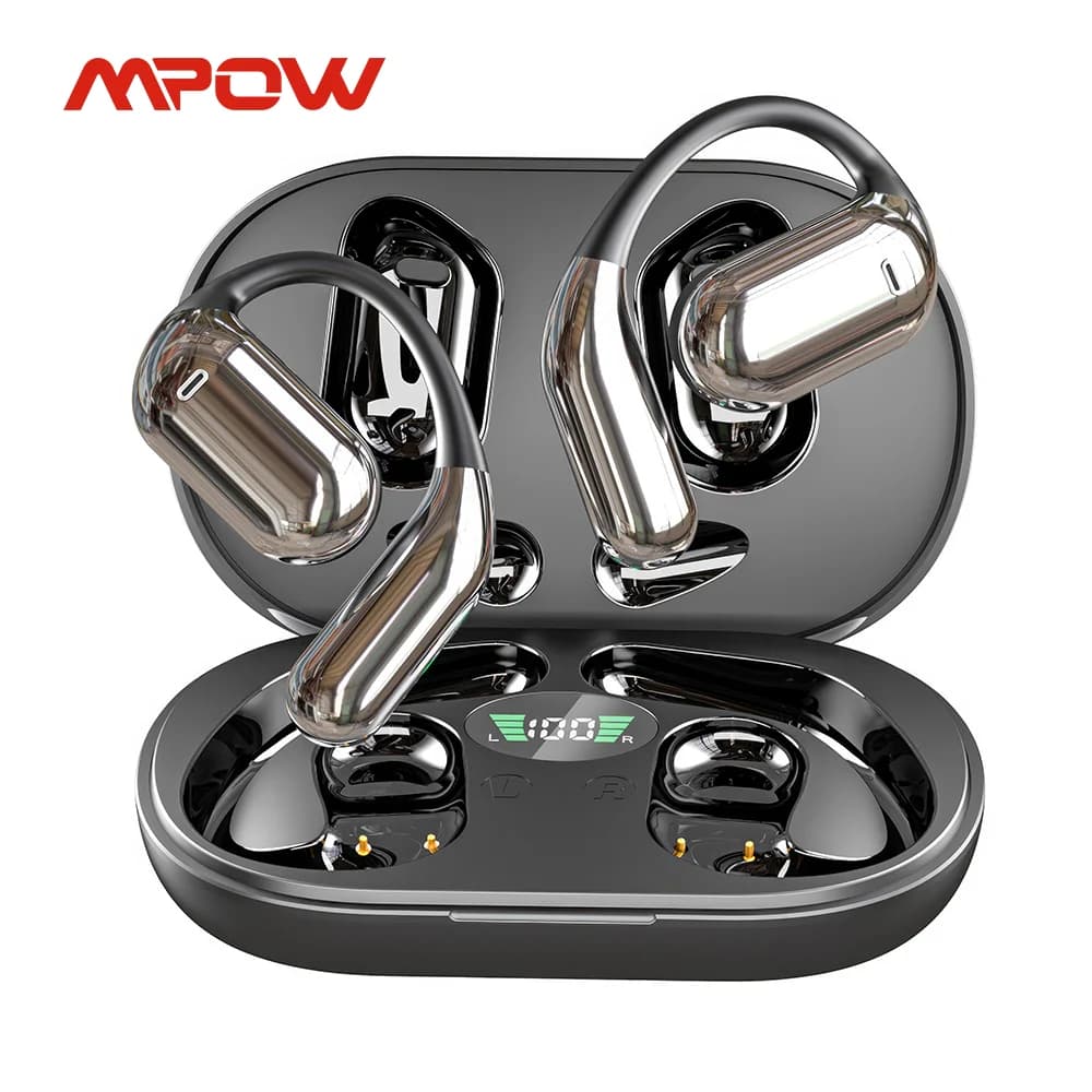 Auricolari True Wireless Mpow Q16, auricolari aperti OWS con ganci per le orecchie, Bluetooth 5.3, riproduzione fino a 80 ore con custodia per il ciclismo