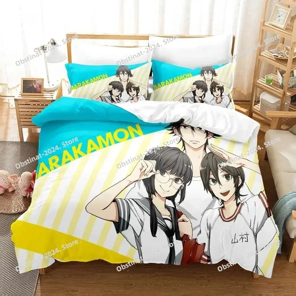 Stampa 3d Anime Barakamon Set biancheria da letto Set letto stampato Copripiumino Lenzuolo Federa Letto Copripiumino morbido Full Queen King Size