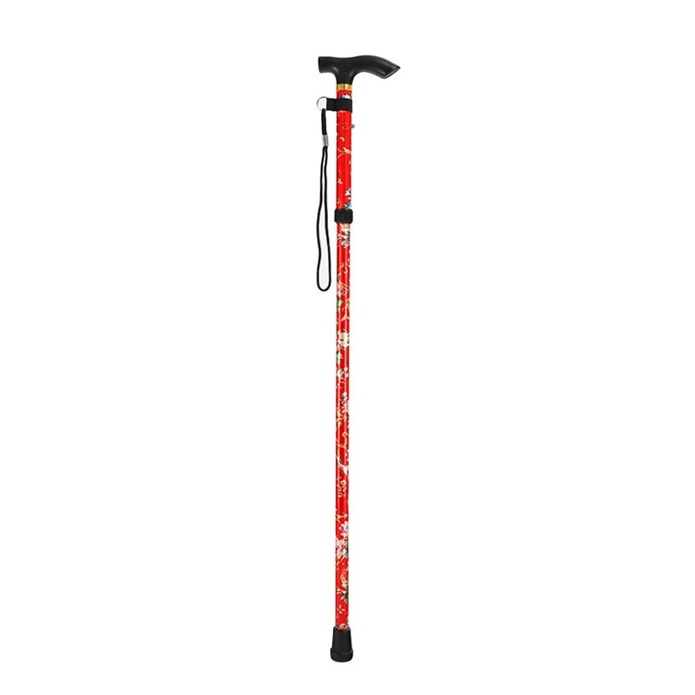 Foldable aluminum alloy trekking pole with floral pattern, lightweight, for climbing, walking and outdoor mountaineering