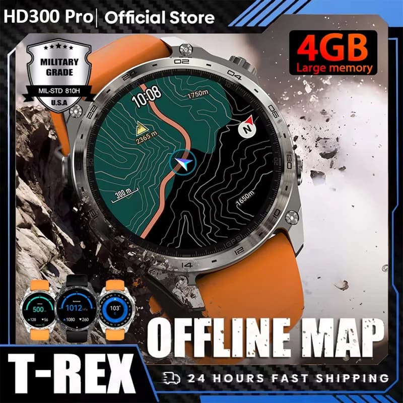 3ATM Waterproof GPS Smartwatch with AMOLED Screen from 1.43" GNSS Multi-Banda Compass Altimeter Torcia Sports Clock