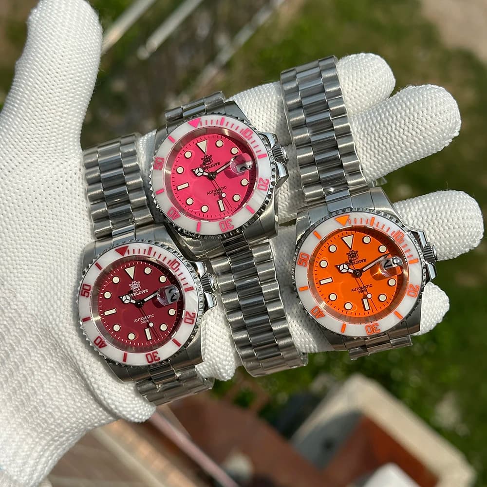 STEELDIVE Orologio da sub da uomo 40,5 mm Orologio da polso meccanico automatico 30ATM Impermeabile BGW-9 Zaffiro luminoso NH35 120 clic Lunetta