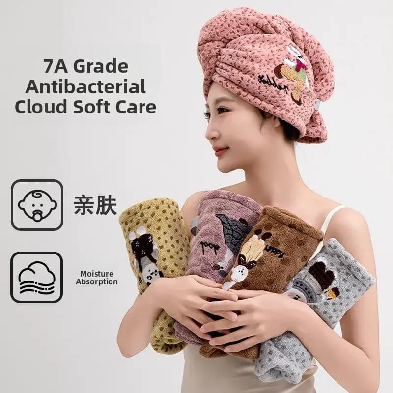 Towel for Capelli Fast drying thick with embroidery Cartoon, Larga fissing band, New Model 2026, in Polyester