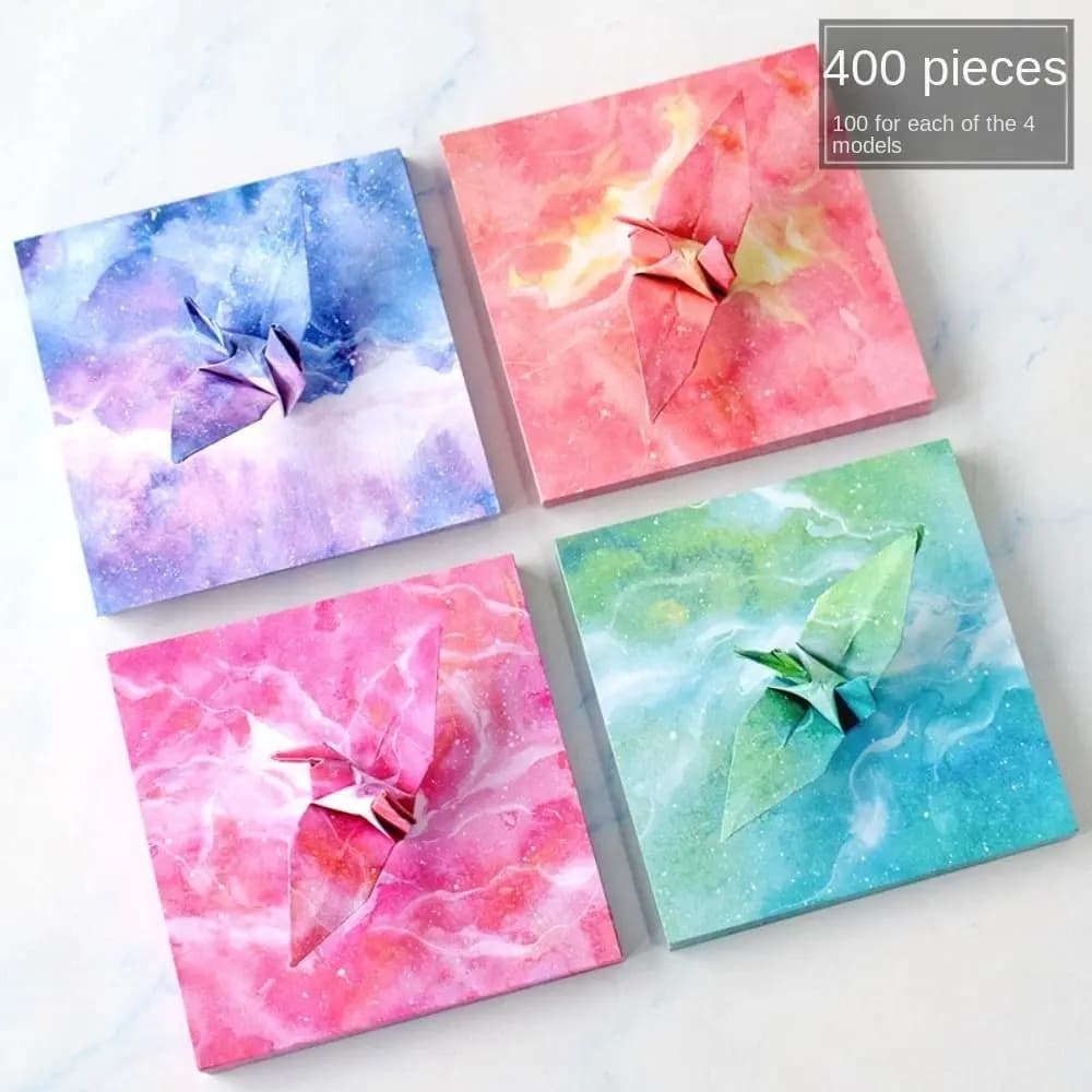 400pcs Art Material Starry Sky Origami Paper Scrapbooking Folding Colorful Folded Paper Sakura Origami