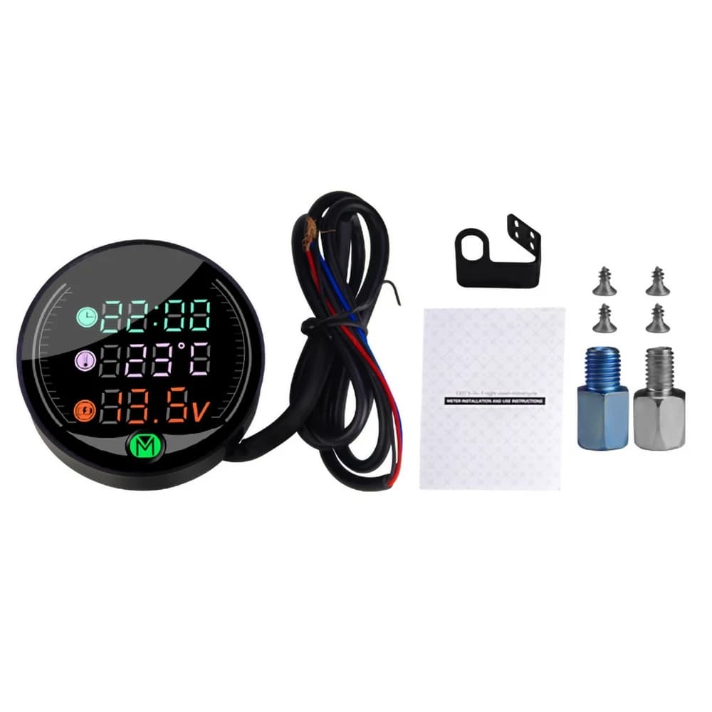 Orologio elettronico a LED per cruscotto moto 3 in 1 Termometro impermeabile antipolvere Voltmetro Display digitale a LED Orologio universale