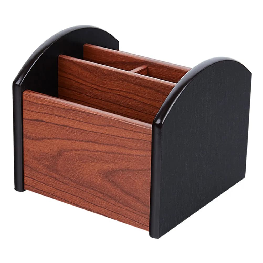 Elegante Portapenne in Legno, Organizzatore da Tavolo per Facile Accesso a Cancelleria e Telecomandi, Scatola Portaoggetti in Legno