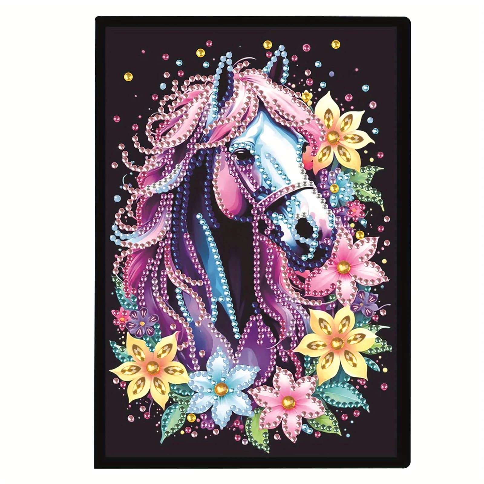 5D DIY Special Shape Diamond Art Painting A5 Notebook Sketchbook, Rhinestone Art Hand Craft Kit Office Product (Horse)