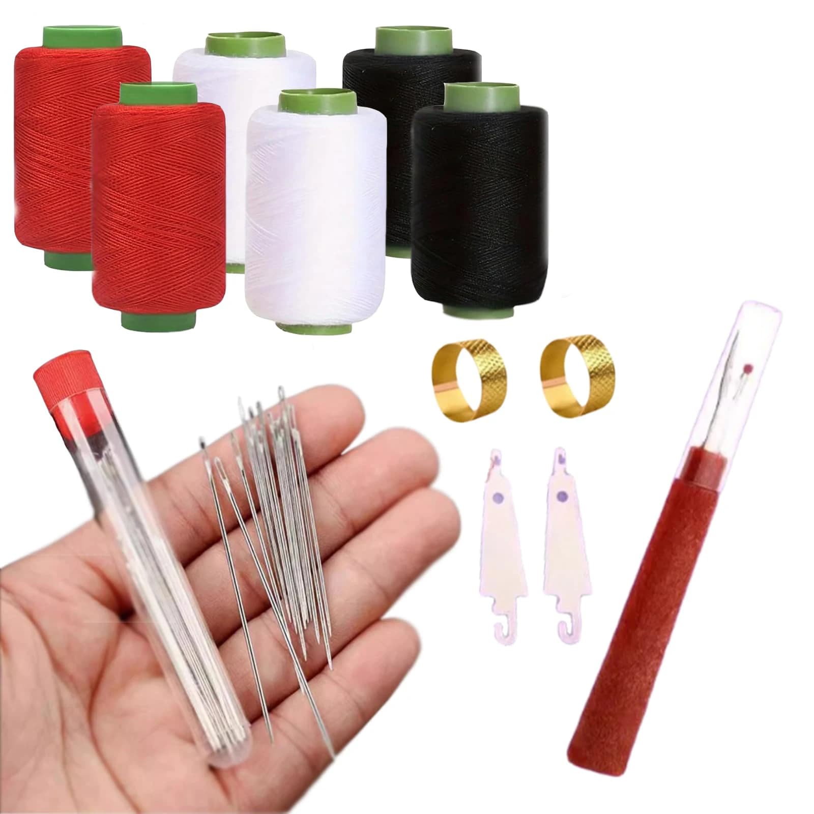 Aghi da cucito per occhi grandi Set di aghi in acciaio inossidabile con diversi strumenti pratici Home Gioielli fai da te Abbigliamento Forniture per cucire artigianali