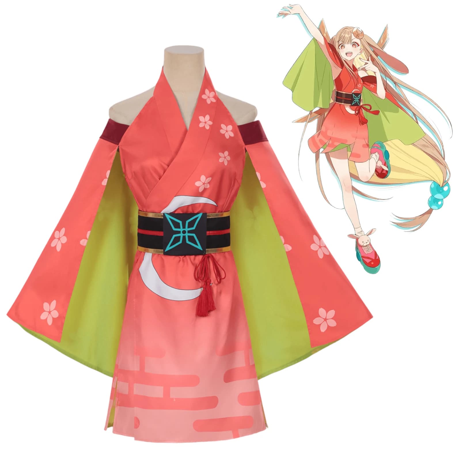 Costume Cosplay Principessa Cosmica Kaguya, Abito Kimono Anime Kaguya, Set Completo per Donne e Ragazze, Outfit per Halloween e Carnevale