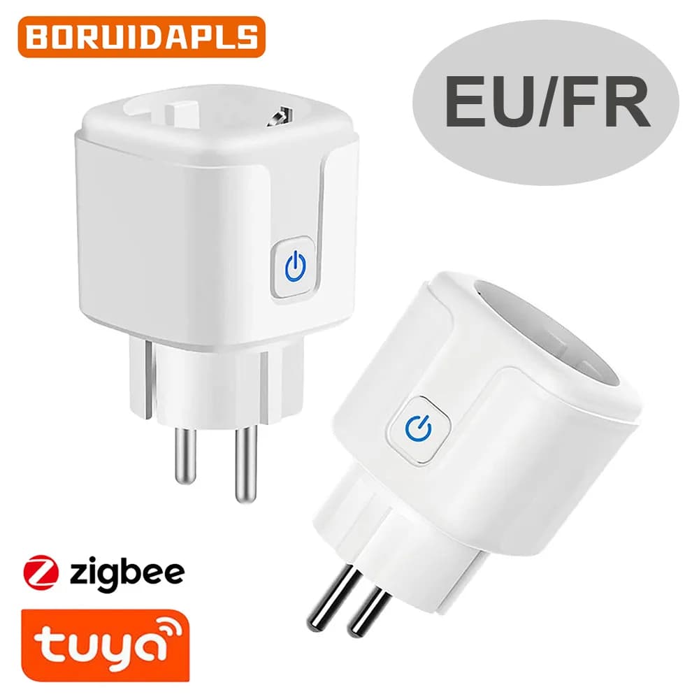 BORUIDAPLS Presa Intelligente Tuya Zigbee EU/FR 16A con Monitoraggio Consumi, Funzione Timer e Controllo Vocale Compatibile con Alexa Google Home