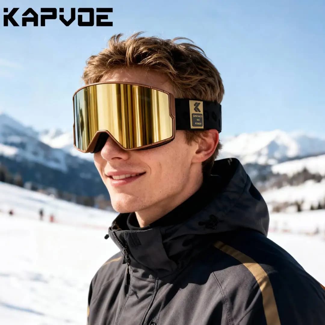 Kapvoe Occhiali da neve magnetici Occhiali da sci fotocromatici Snowboard Maschera antiappannamento Uomo Donna Occhiali di protezione UV400 Motoslitta