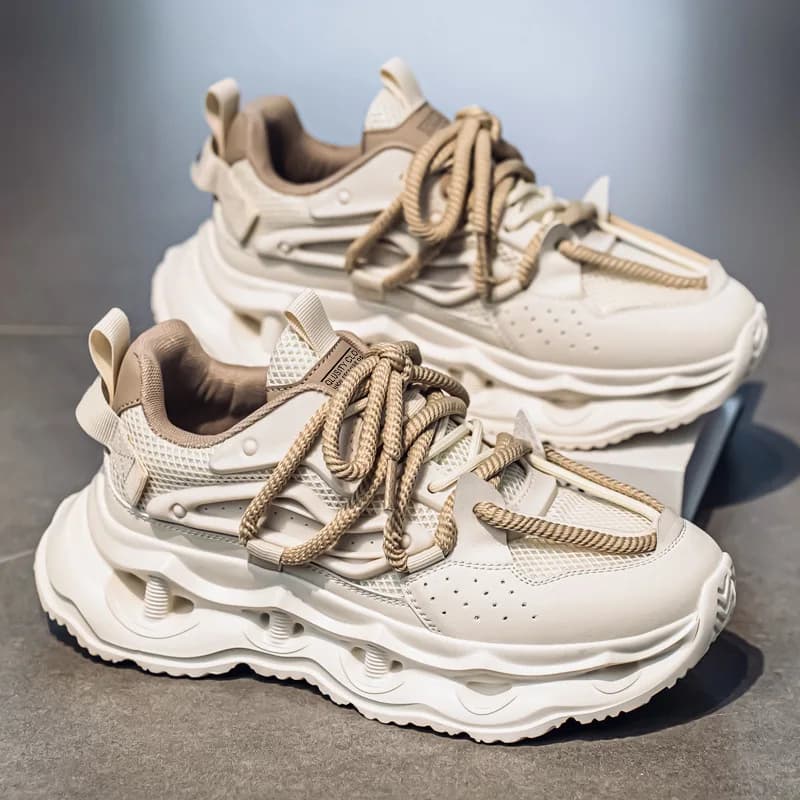 Men Sneakers New Mesh Breathable Outdoor Non Slip Running Shoes Fashion Height Increase Lace Up Casual Shoes