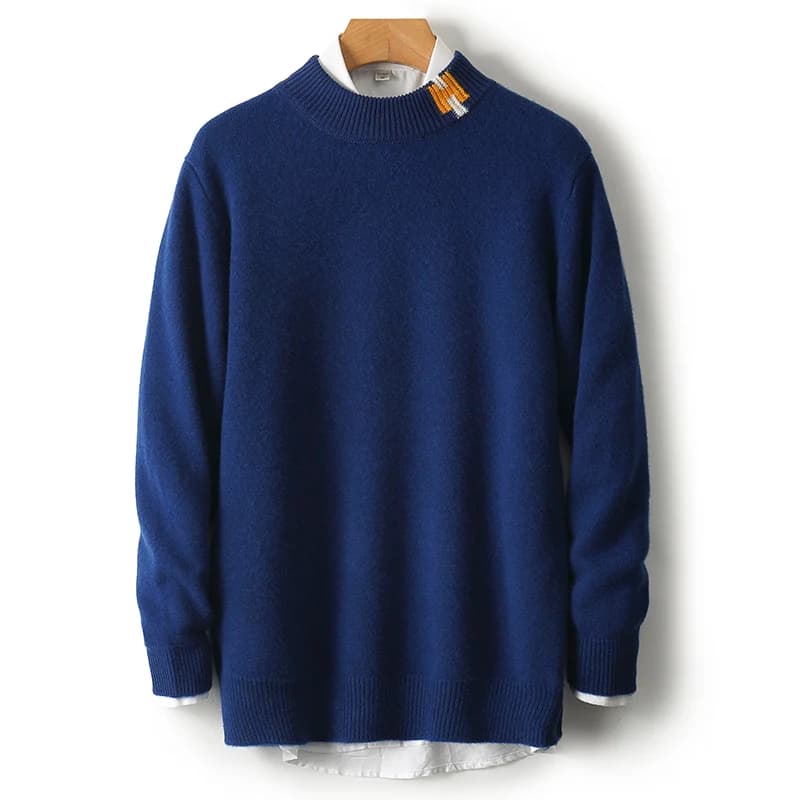 Pullover da uomo Felpa in maglia di lana merino 100% Autunno/Inverno Casual Large Top Casual Maglione a maniche lunghe con lettera