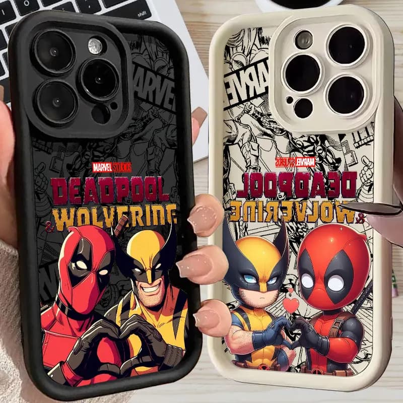 Protective cover in Silicone Deadpool and Wolverine for iPhone 17E 15 16 14 13 12 11 17 Pro Max 17 Air 16 Plus 16E