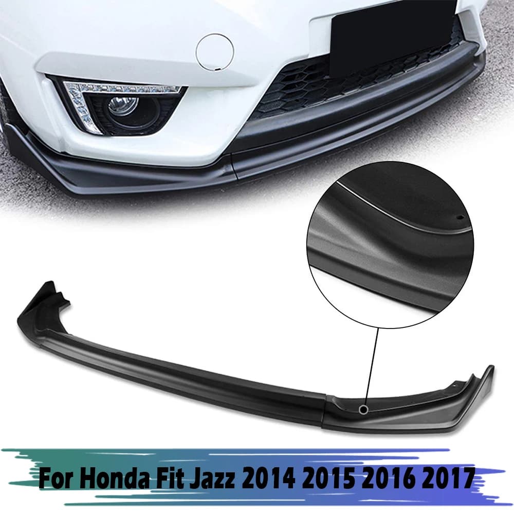 3PCS Car Front Bumper Splitter Lip Diffuser Spoiler Skirt Body Kit Decorative Strip Shovel for Honda Fit Jazz 2014-2017