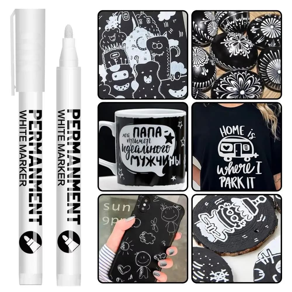 3/6Pcs Art Writing Waterproof White Paint Pen Oil-Based Acrylic Paint Marker Fine Tip Paint Pens Stationery Supplies