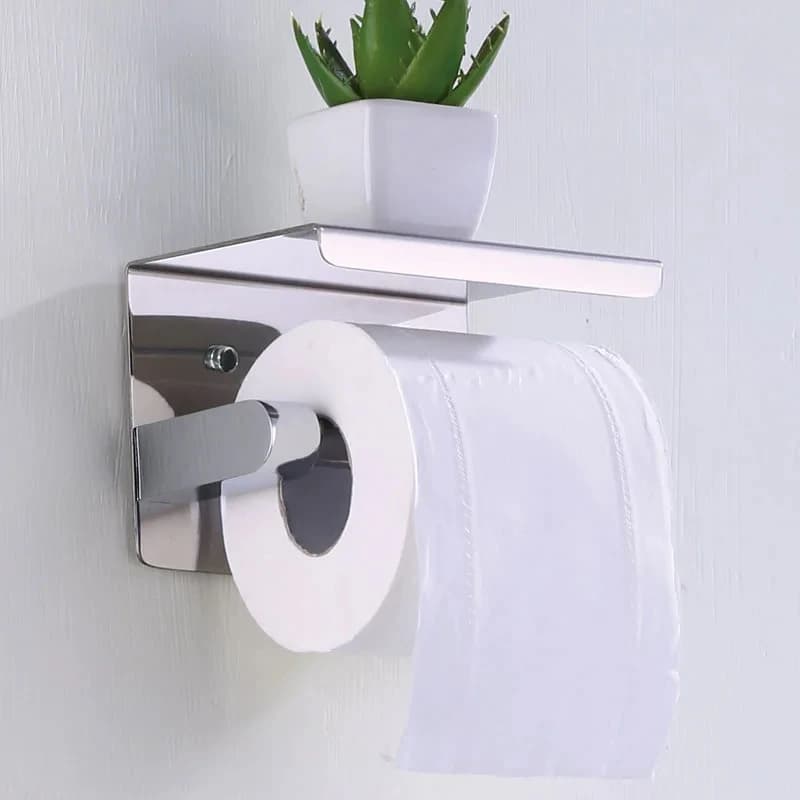 Portarotolo da Bagno in Acciaio Inossidabile 304, Senza Foratura, con Porta Telefono Integrato