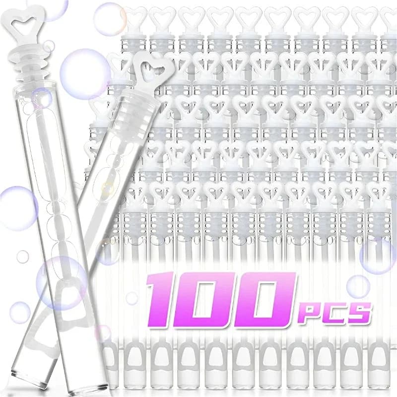 10/100PCS Bottiglia di sapone a bolle Bacchetta a forma di cuore Tubo vuoto Bomboniere per feste di compleanno per bambini Giocattoli Regalo di nozze per la decorazione della doccia del bambino degli ospiti