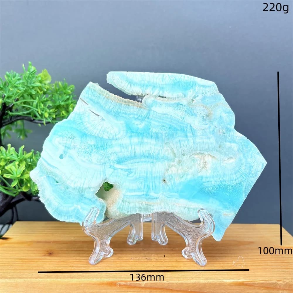 1pc Beautiful Hemimorphite Crystal Slice, Blue Hemimorphite Crystal Slab, Best Room Exquisite Tabletop Decoration