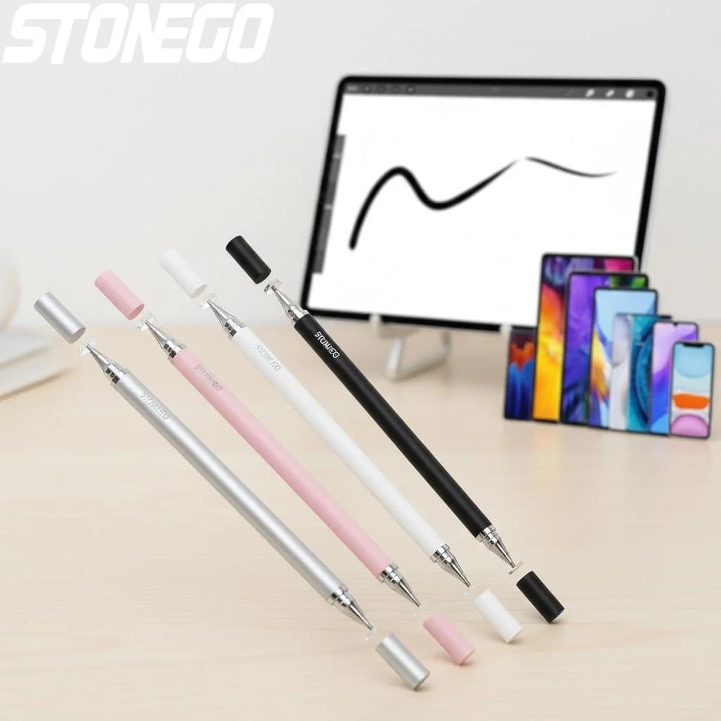 STONEGO Penna stilo universale 2 in 1 per cellulari, tablet, schermi da disegno, matita touch capacitiva, controllo preciso