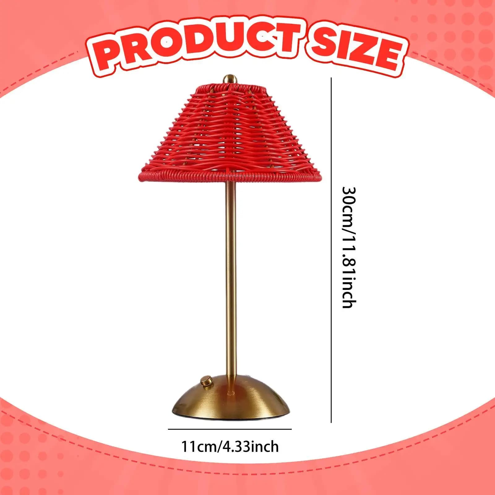 Modern Rattan Wireless Table Lamp, LED Desk Light Decorative for Bedroom, Studio and Living Room