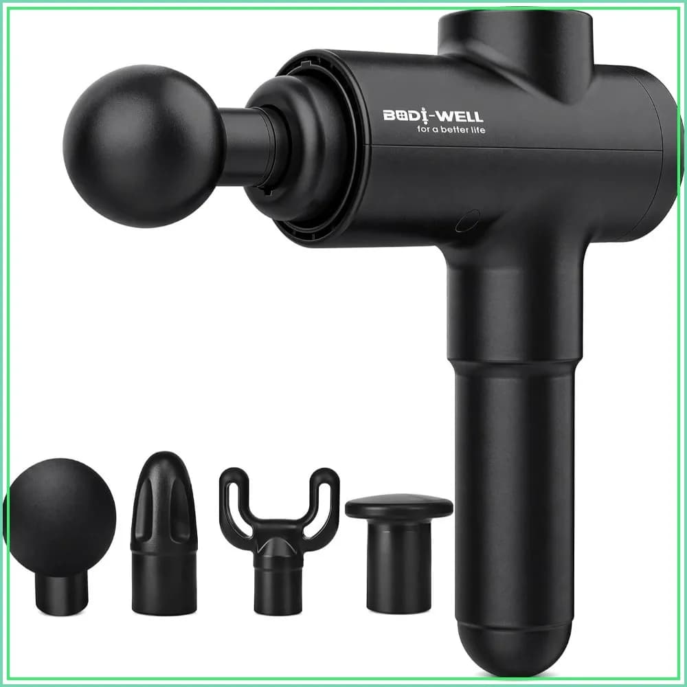Deep Tissue Massage Gun: High Torque Motor for Back, Shoulder, Neck Pain, 4 Heads, Lightweight & Quiet