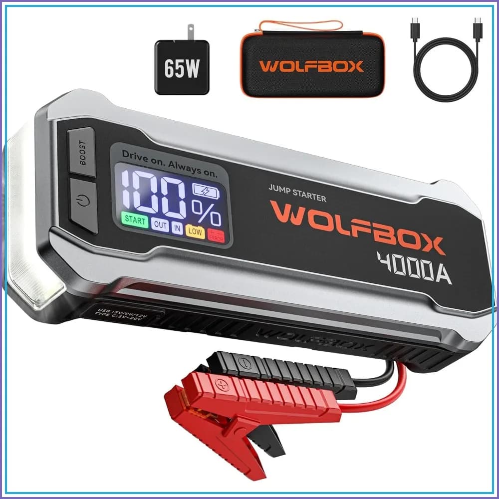 4000A Jump Starter, 12V Car Battery Booster with 65W USB-C Quick Charger, LED Display, 88.8Wh Portable Power Pack for Gas/Diesel Engines Up to 10L