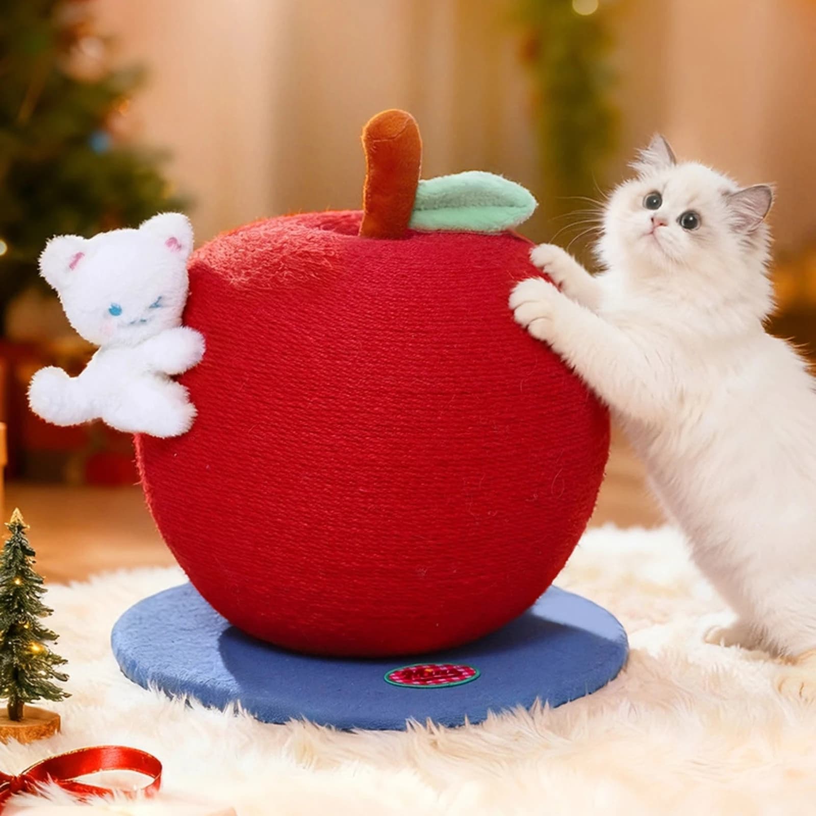 Christmas Feline Tree Space-Saving Feline Scratching Post Apple Scratching Post Easy Assembly Pet Furniture Natural Look