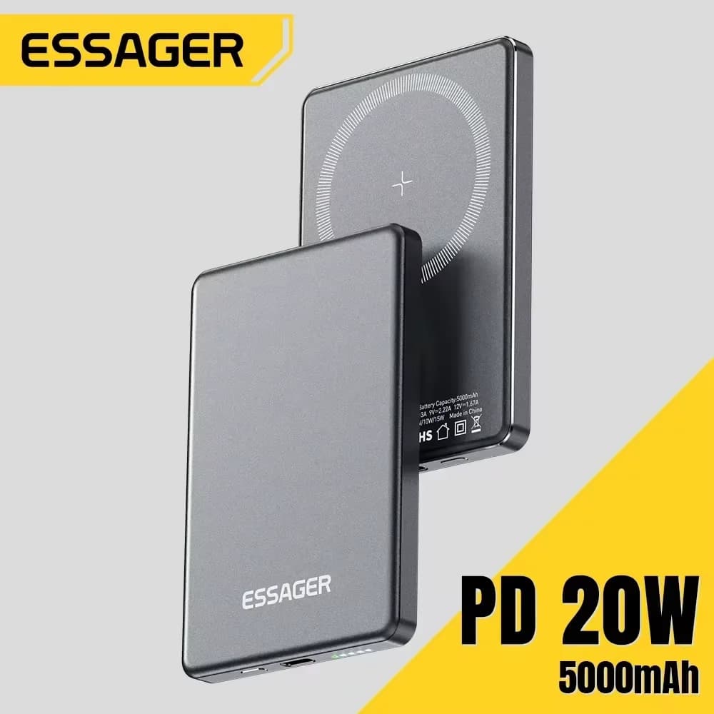 Essager Sottile Wireless Power Bank Magnetico 20W 5000mAh Batteria esterna portatile a ricarica rapida per Magsafe per iPhone 17 16 15 14