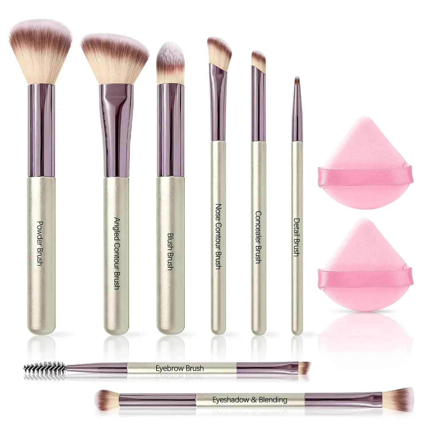 Set di 8 pennelli per il trucco con spugnette per fondotinta, ombretto e fard, kit da viaggio per principianti e professionisti