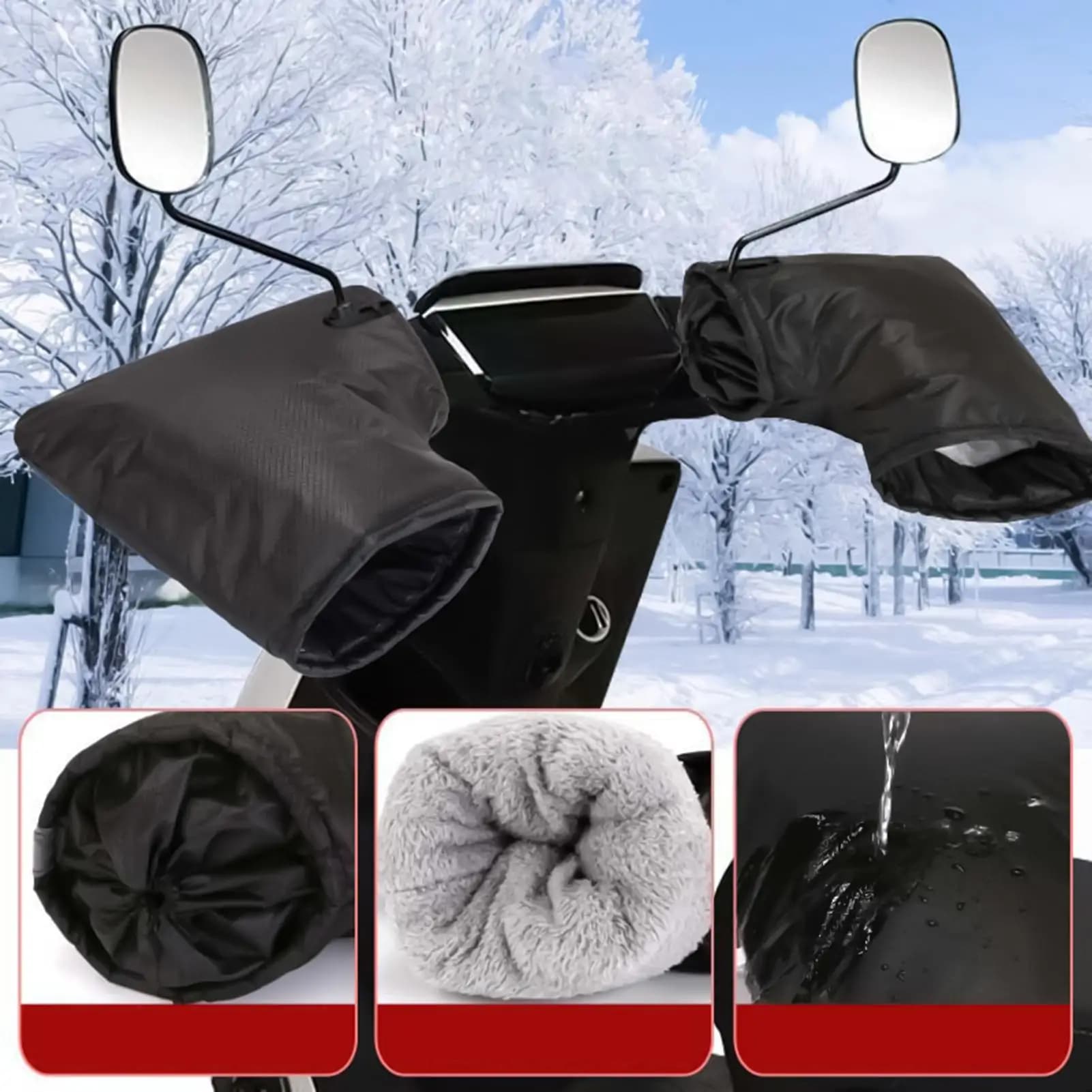 Guanti da manubrio per moto invernali, caldi, impermeabili, antivento, per bici, scooter, motoslitta, protezione per la stagione fredda