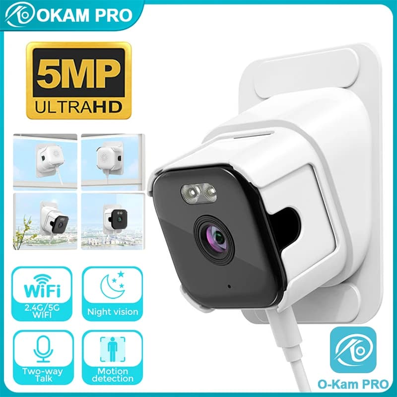 OKAM PRO APP HD 5MP 5X ZOOM Telecamera da finestra wireless 5G WiFi Citofono bidirezionale per interni Monitoraggio del movimento Visione notturna a colori IP CCTV