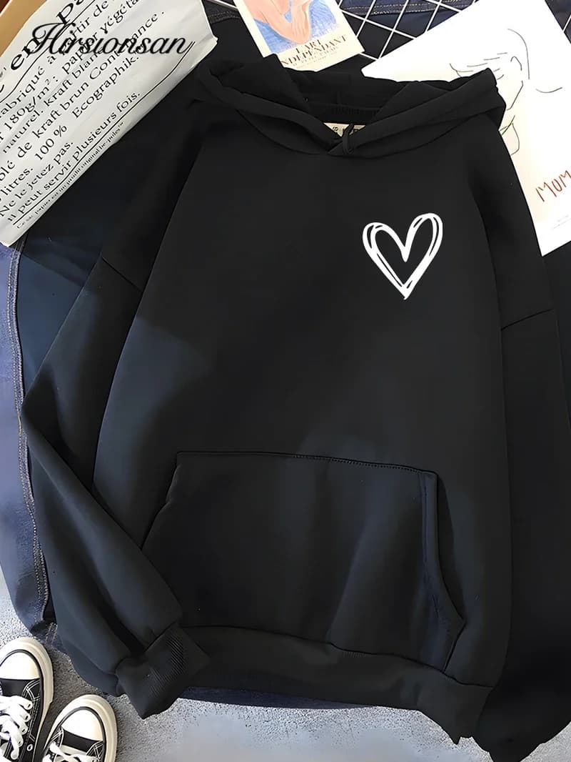 2025 Autumn/Winter New Women's Trendy Brand Casual Heart Shaped Hoodie Outdoor Sports Jogging Comfortable Versatile Coat