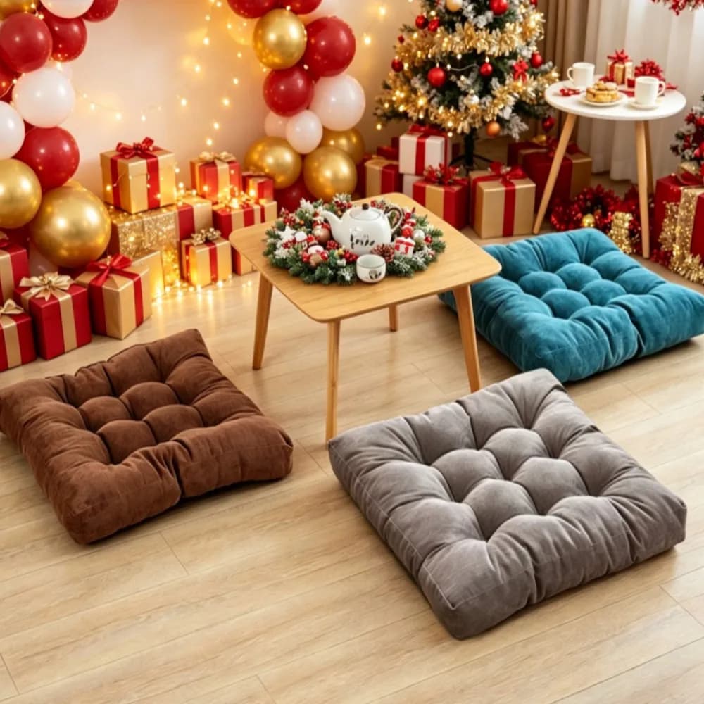 Christmas Gift Square Floor Seat Pillow - Solid Tufted Thick Pad Meditation Seating Cushion for Yoga Balcony Chair Seat Cushions