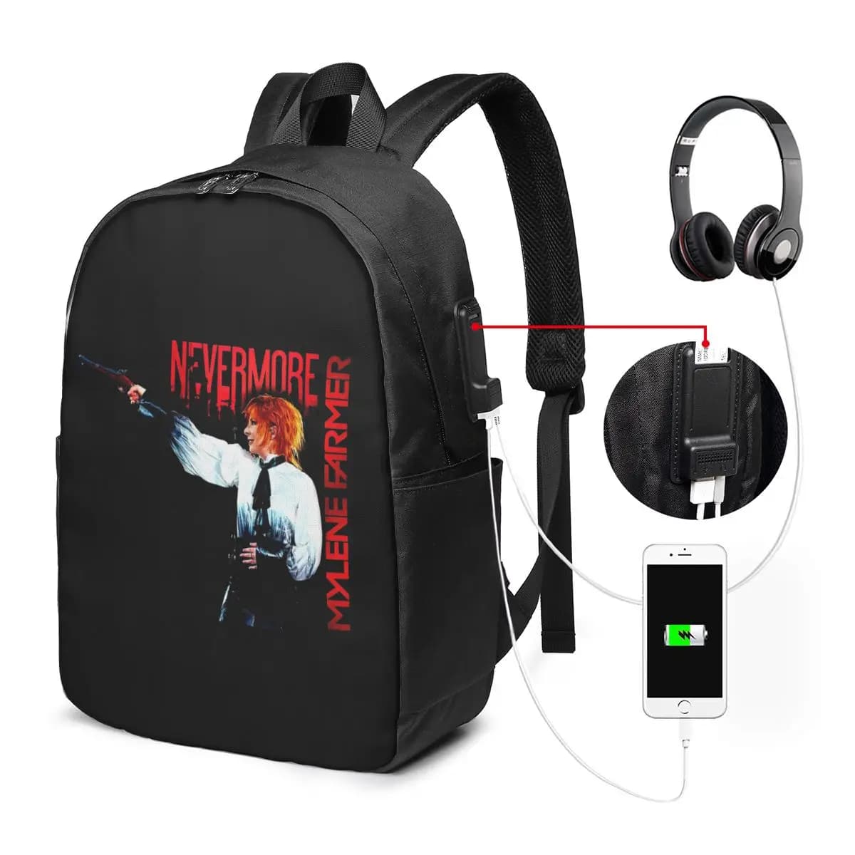 Nevermore Tour Libertine Mylene Farmer Zaino da viaggio per notebook Borsa per computer Borsa per studenti universitari Borsa per laptop