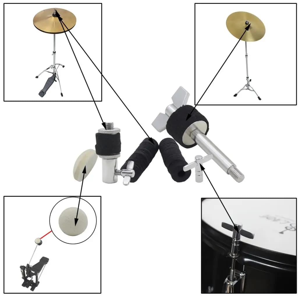 Drum Kit Accessories Square Drum Key Drum Screws Cymbal Stand Felts Holder Pads for Drumset Equipment
