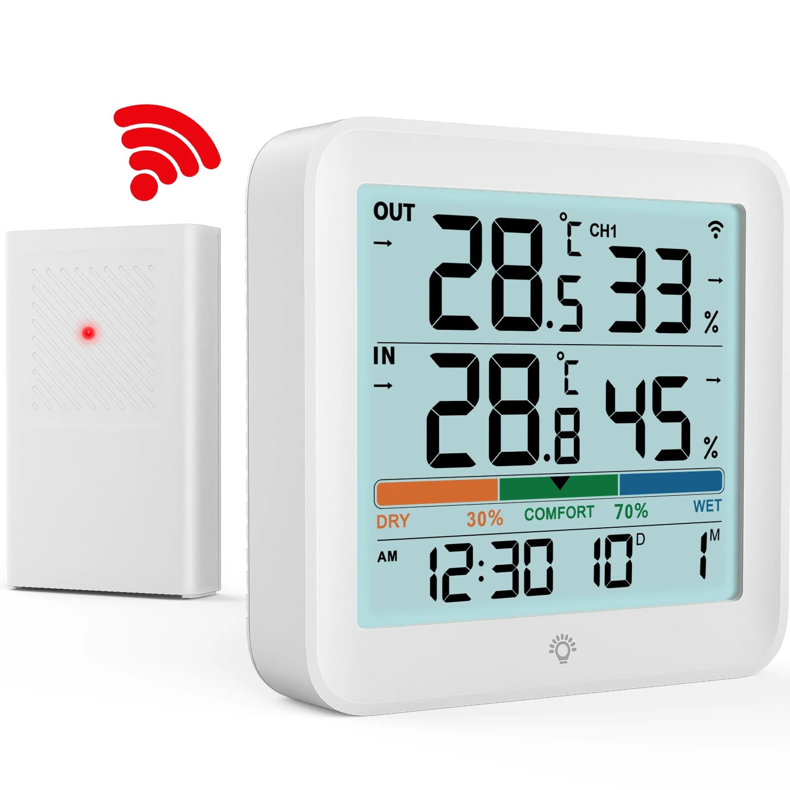 2025 Nuovo termometro digitale igrometro per interni ed esterni, misuratore di umidità intelligente wireless LCD monitor della temperatura ambiente per casa/bambino