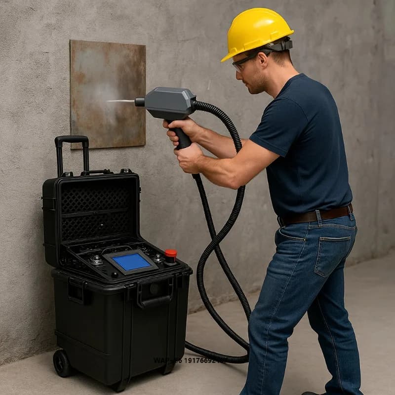 Lightweight 100W Portable Pulse Cleaner Air Cooled Rust Paint Oil Removal for Wood Stone Aluminum Restoration Projects