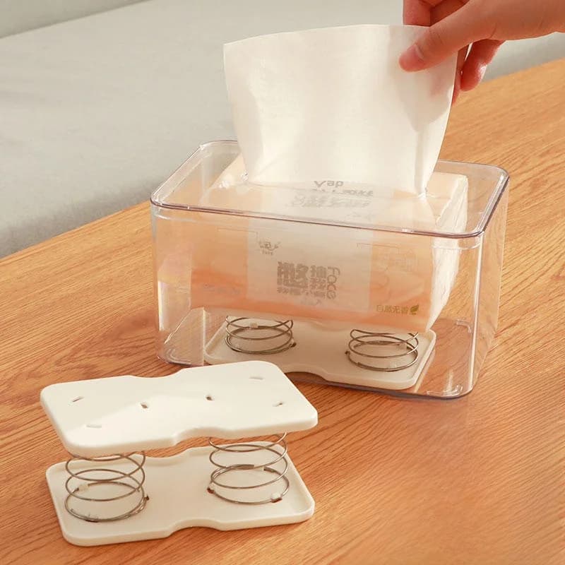 Innovativo Porta Carta Igienica a Molla Nascosto, Scatola Contenitore Domestica Rettangolare Creativa con Coperchio in Acrilico