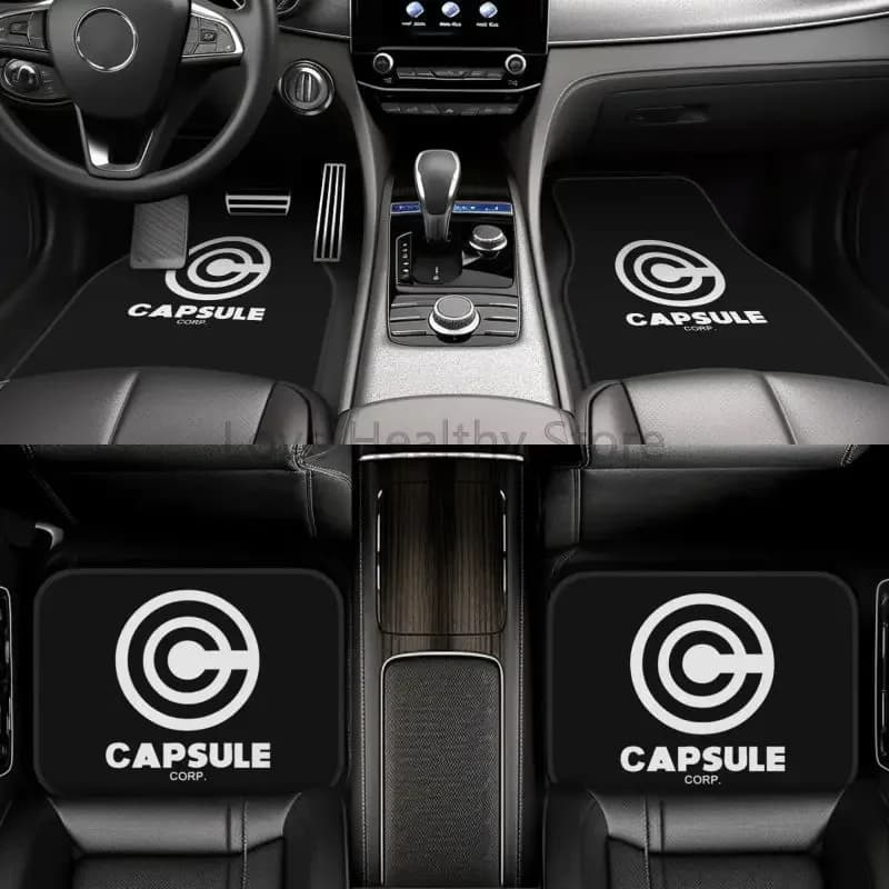 Custom Capsule Corp Car Floor Mats Set of 4 Pieces Anime DBZ Car Front and Rear Rubber Backing Carpets Foot Mats Decor Universal