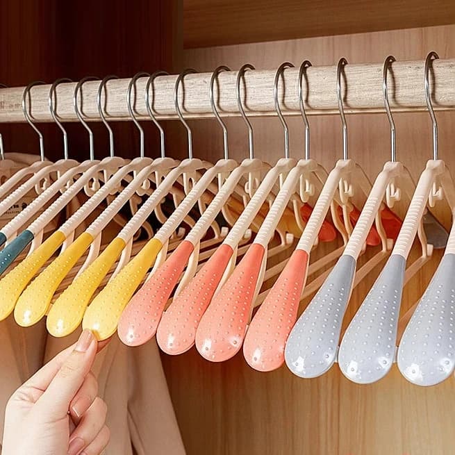 5pc/set Large Wide Shoulder Thickened Non-slip Clothes Hanger Household Rack Clothes Drying Rack Plastic Clothes Hanger
