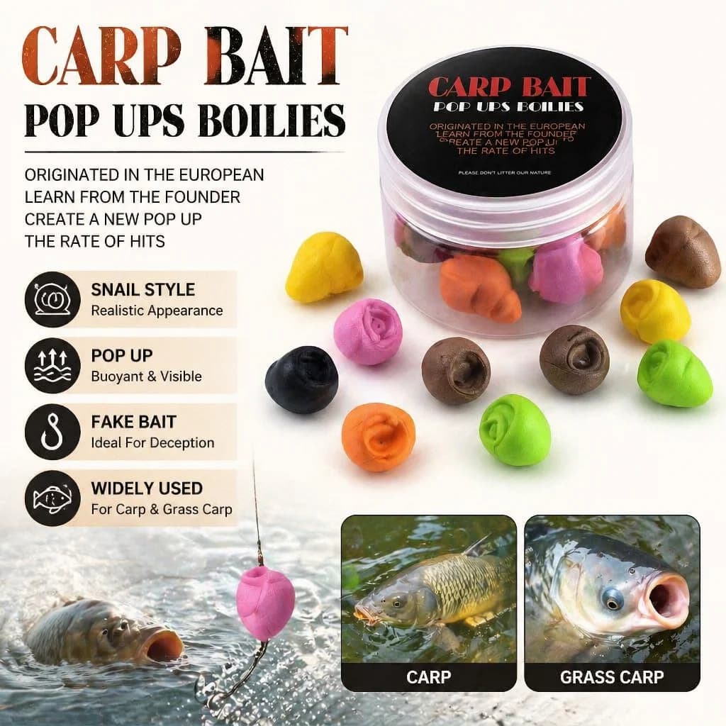 1 scatola da 20 perline da pesca, perline a forma di lumaca, esca a forma di lumaca, esca verde per pesci, esca per carpe, esca galleggiante, esca finta
