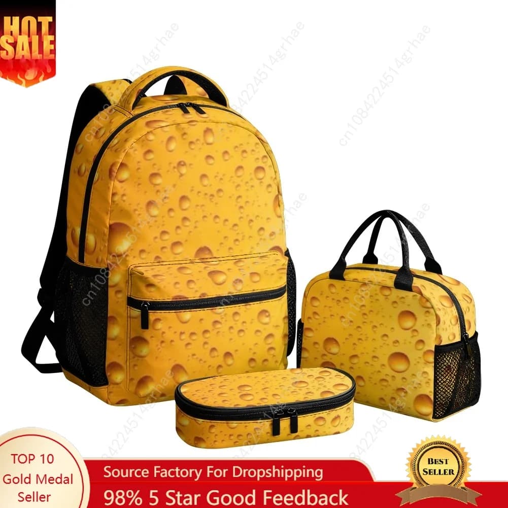 Beer Print Custom 17 Inch 3 Piece Backpack Set Includes Backpack Shoulder Bag and Pencil Case The Ultimate Gift Choice