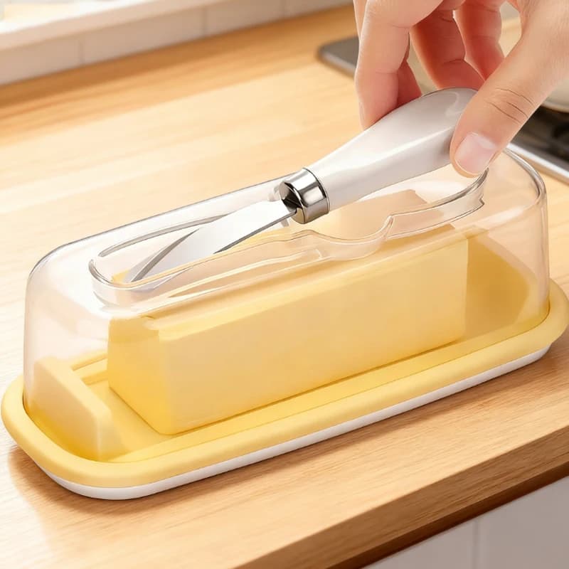 Scatola per burro sigillata nordica con coltello di copertura Piatto per burro Piatto per burro Scatola per riporre formaggi Stoviglie per la casa Forniture da cucina