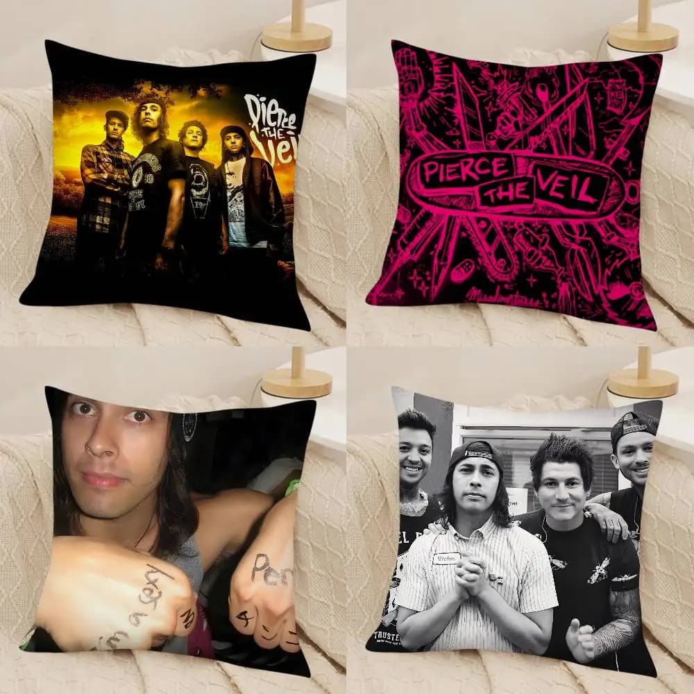 1 pz Federa per cuscino Pop Rock Band Pierce The Veil, alla moda, quadrata, per camera da letto, divano, decorazione per interni, tempo libero