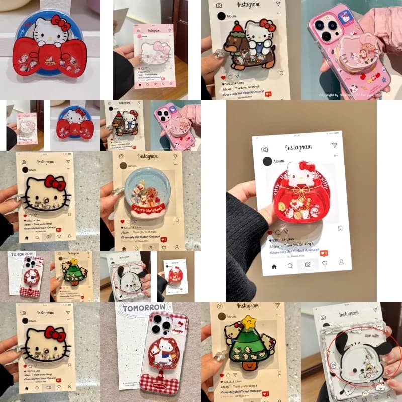 Supporto per telefono Hello Kitty Accessori per donne carine Albero di Natale Giocattolo Bambola Supporto per airbag Ornamento da tavolo Regalo per ragazza Kawaii Commercio all'ingrosso