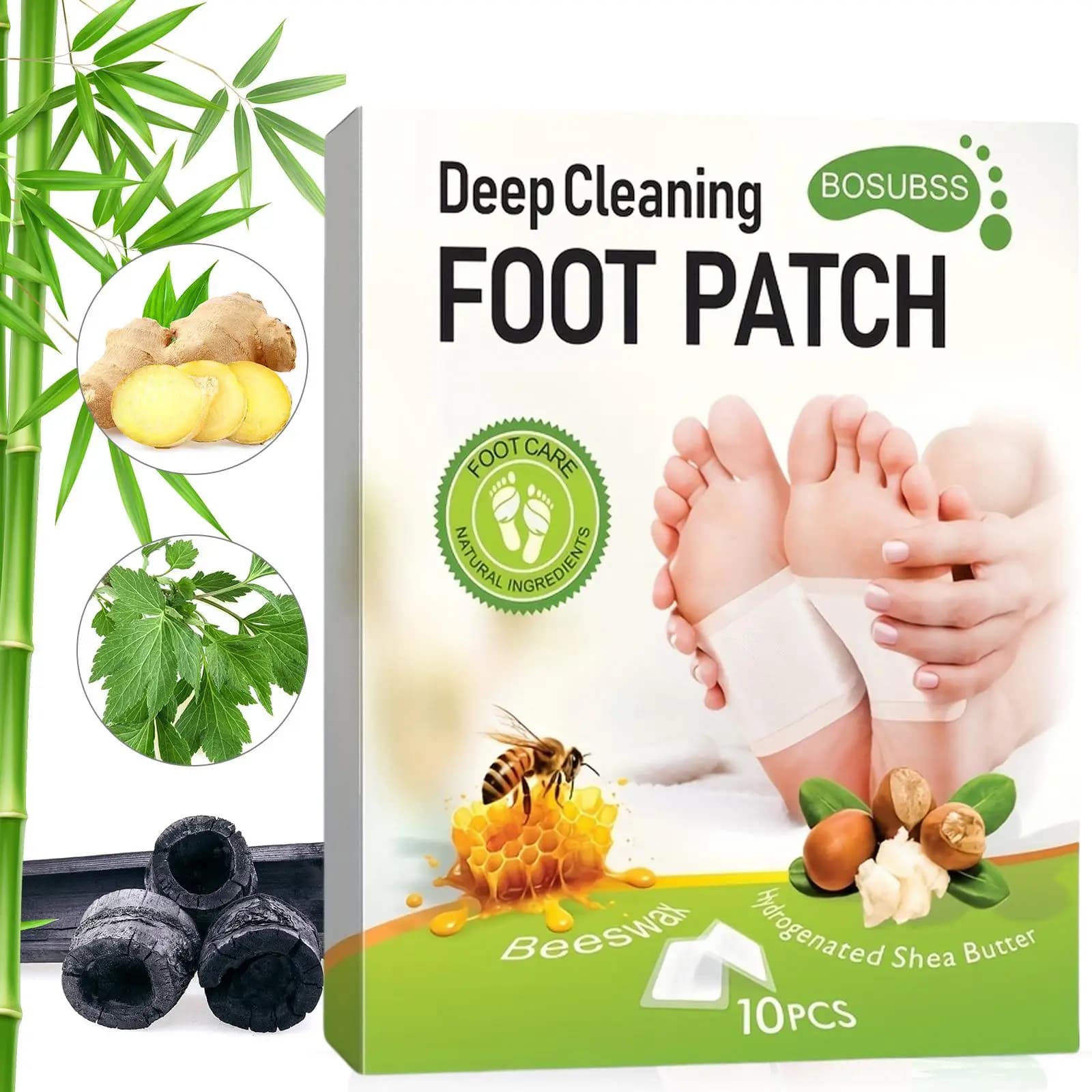 Foot deep cleansing massage care bamboo charcoal foot patches 10 patches/box, suitable for both men and women's skincare product