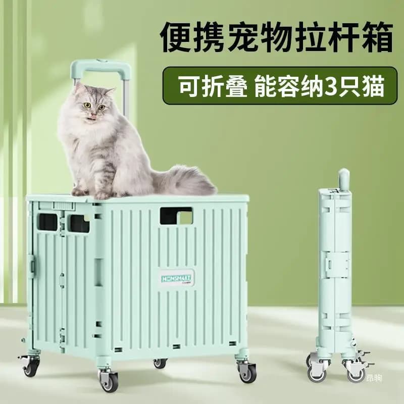 Passeggino Pieghevole Leggero per Animali Domestici, Carrello per Gatti e Cani di Piccola Taglia con Manico Telescopico