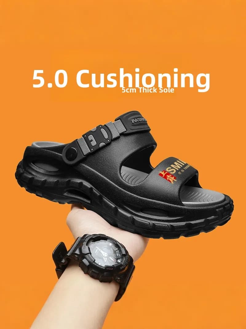 Casual Thick Bottom Sandals Men's Summer Anti-Slip Outdoor Driving Sport Dual-Purpose Slip-Resistant Beach Shoes Comfortable
