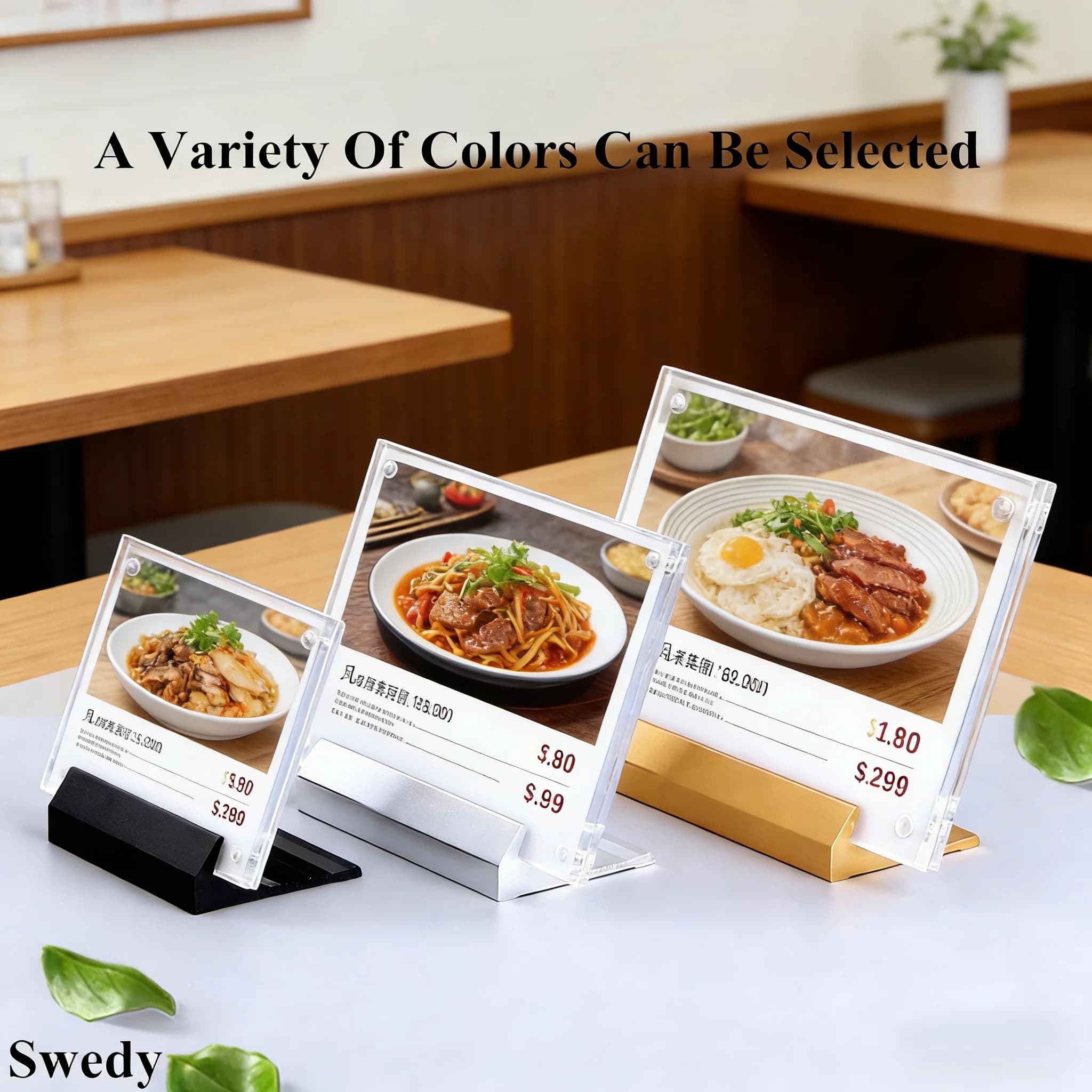 75x55mm / 90x60mm Supporto magnetico per cartello acrilico Supporto da tavolo Numero Etichetta prezzo Etichette per carte Supporto per menu promemoria per festa di nozze