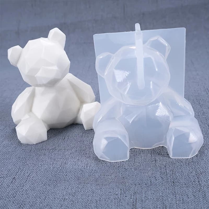 1Bear Resin Mold Set，DIYLittle bear shape，Can be used for handmade projects with epoxy resin and gypsum powder，3DMirror Polishin